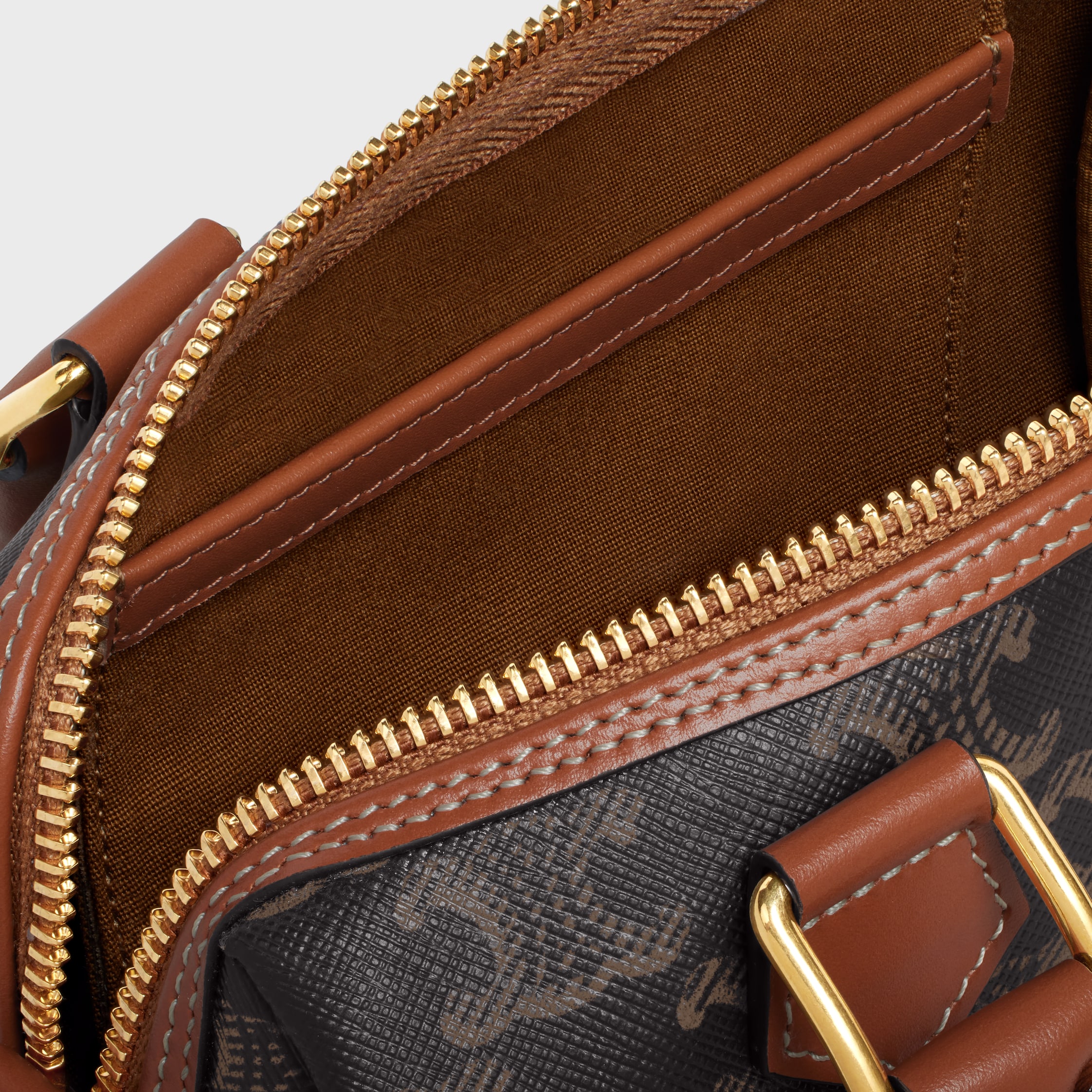 SMALL BOSTON IN TRIOMPHE CANVAS AND CALFSKIN - TAN | CELINE