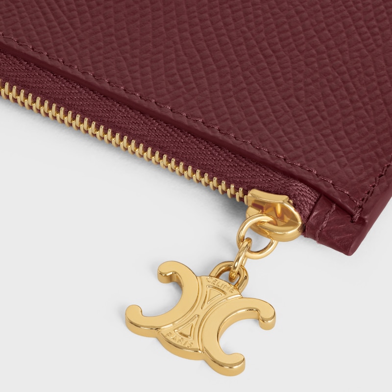 LONG ZIPPED CARD HOLDER IN GRAINED CALFSKIN - SYRAH - NEW - 1 | CELINE