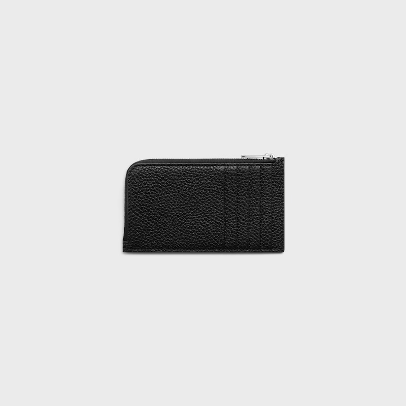 LONG ZIPPED CARD HOLDER IN GRAINED CALFSKIN - BLACK - COIN AND CARD HOLDERS - 1 | CELINE