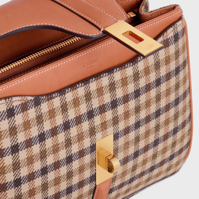 16格紋織物及天然牛皮革小號手袋 - 拼色 - 斜挎包 - 1 | CELINE