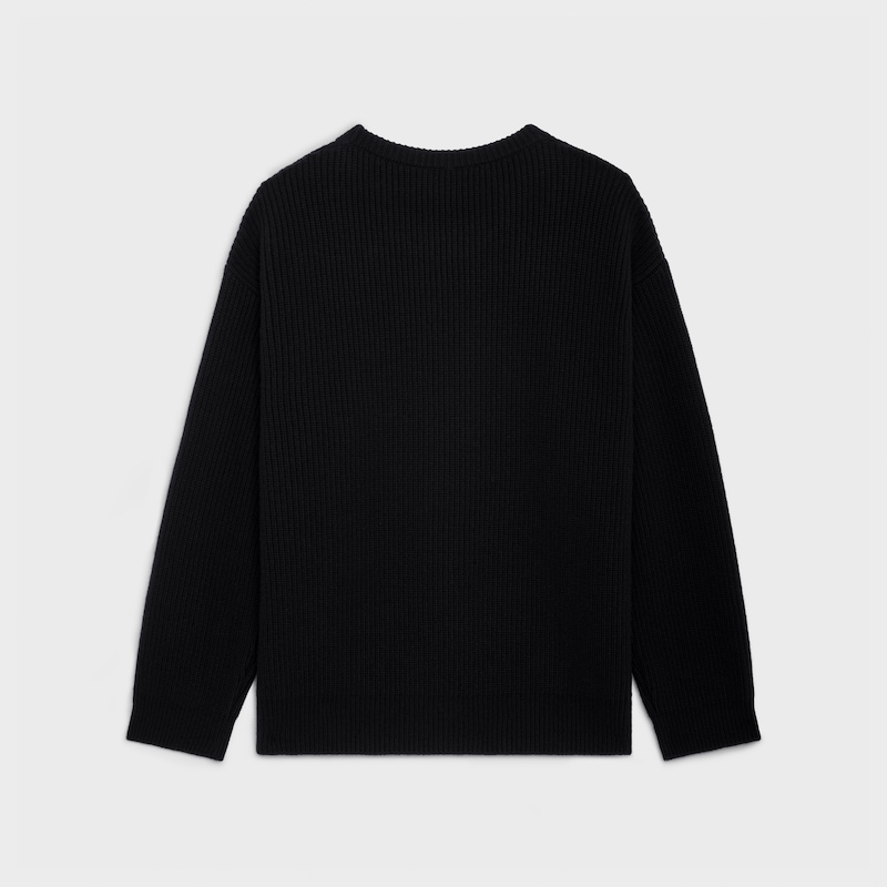 celine oversized sweater in ribbed wool - BLACK -  - 1 | CELINE