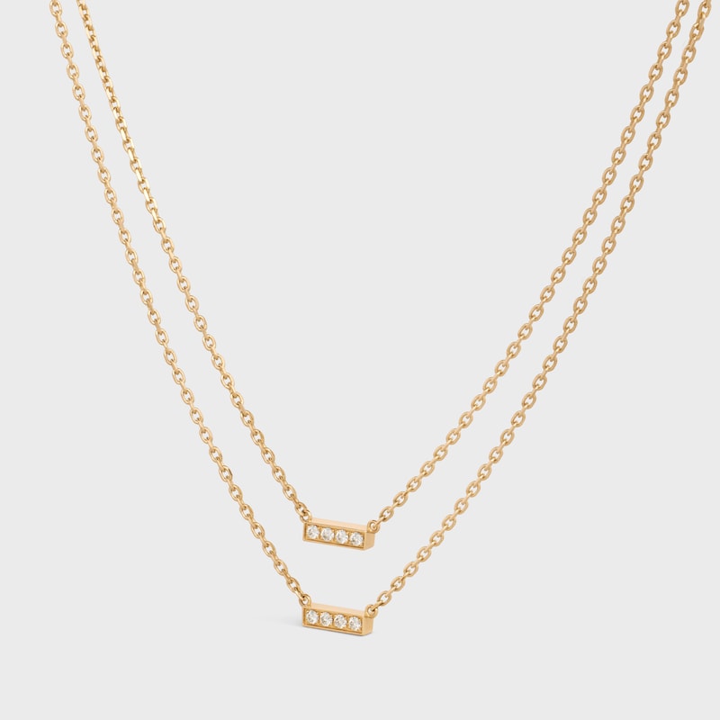 Celine Line Double Necklace in Yellow Gold and Diamonds - Yellow Gold & White - NECKLACES - 1 | CELINE