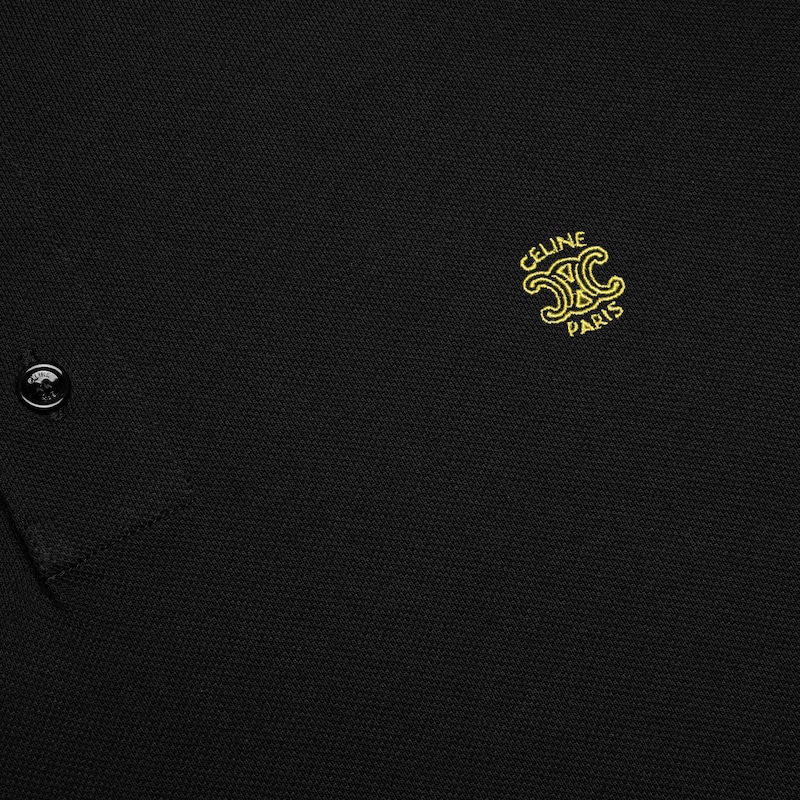 CAMISA ESTILO POLO DE PUNTO DE PIQUÉ DE ALGODÓN - NEGRO / AMARILLO INTENSO -  - 1 | CELINE