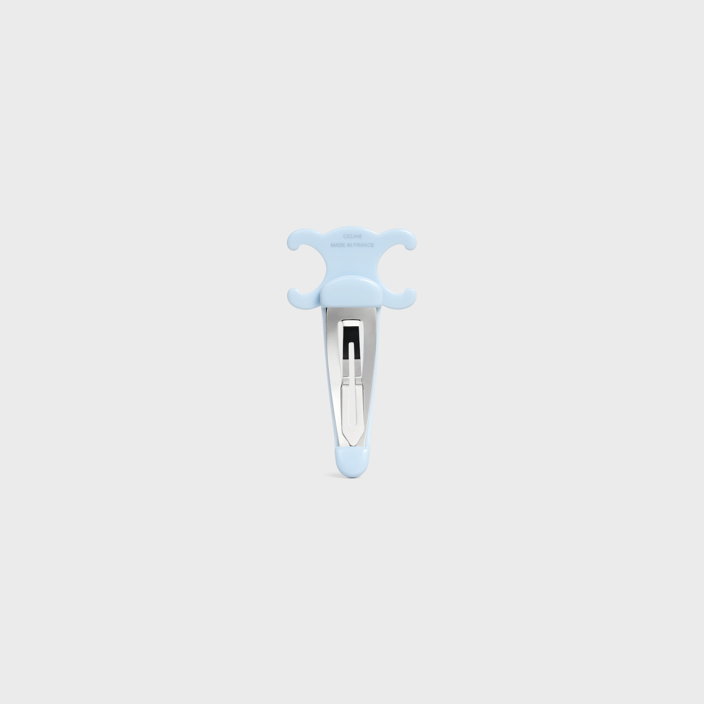 CELINE☆25SS ロゴデザイン ラージ ヘアクリップ LIGHT BLUE CELINE ラージ スナップ ヘアクリップ / アセテート & スチール