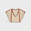 LARGE CABAS IN TEXTILE WITH ANCHOR EMBROIDERY AND CALFSKIN - NATURAL / TAN - OTHER LINES - 3 | CELINE