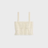 crop top in floral crocheted cotton - OFF WHITE -  - 2 | CELINE
