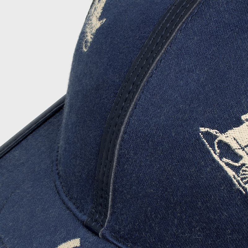 Racine緹花棉質鴨舌帽 - 藍色 / 米色 -  - 1 | CELINE