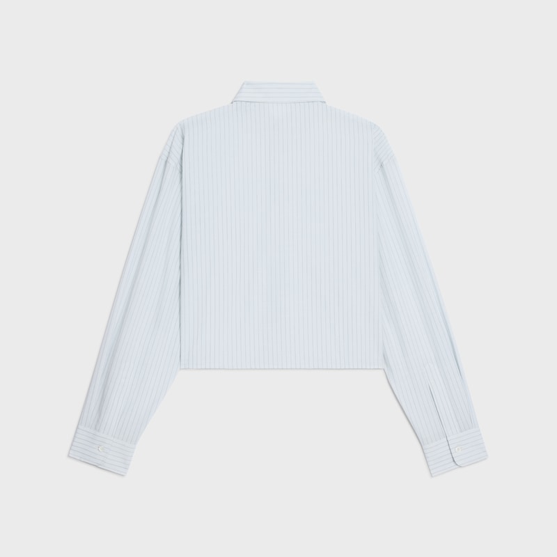 cropped shirt IN COTTON CHAMBRAY - GLACIER/BLACK -  - 1 | CELINE