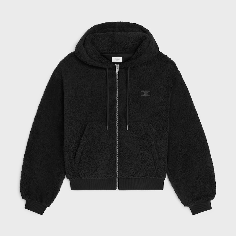 hooded jacket IN polar fleece - BLACK -  - 1 | CELINE