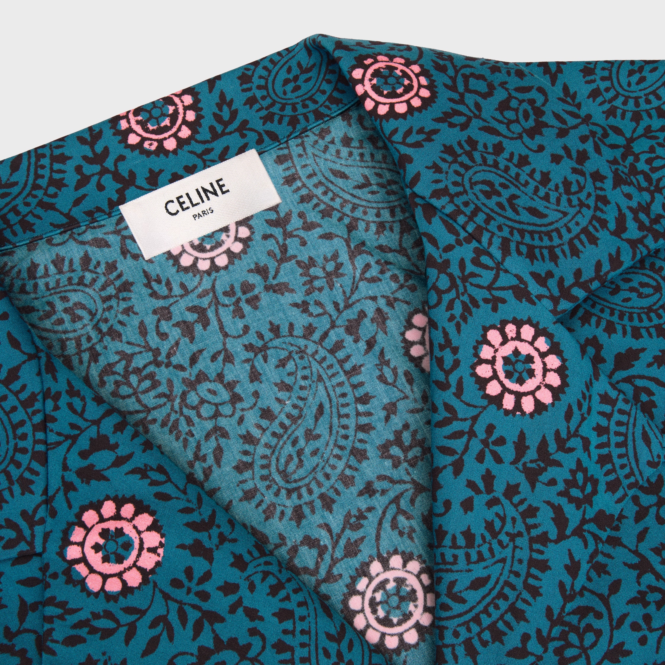 scout shirt IN cotton taffeta - TURQUOISE/NAVY/PINK | CELINE