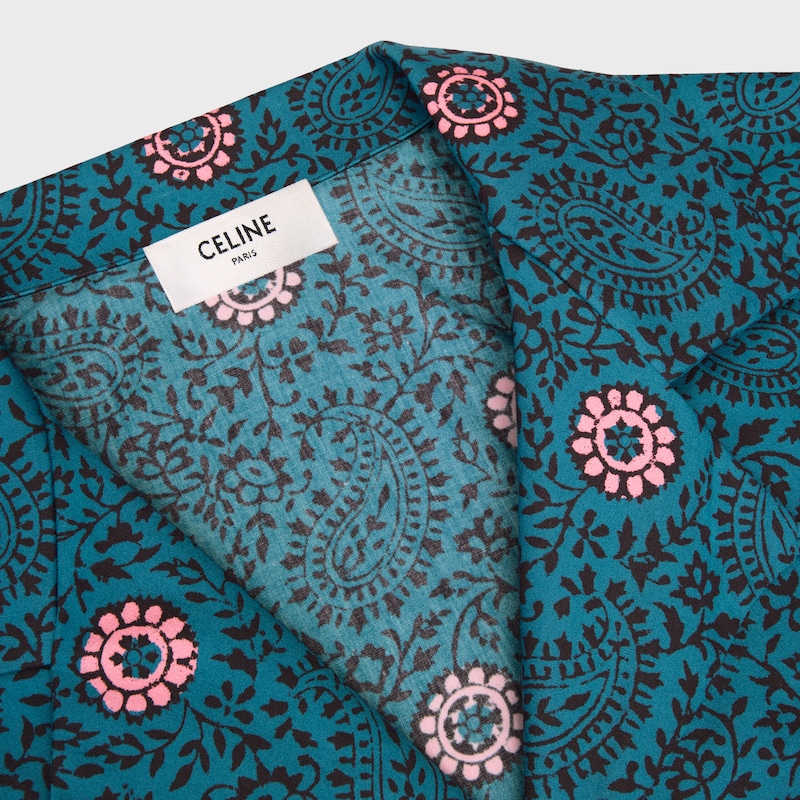 scout shirt IN cotton taffeta - TURQUOISE/NAVY/PINK -  - 1 | CELINE