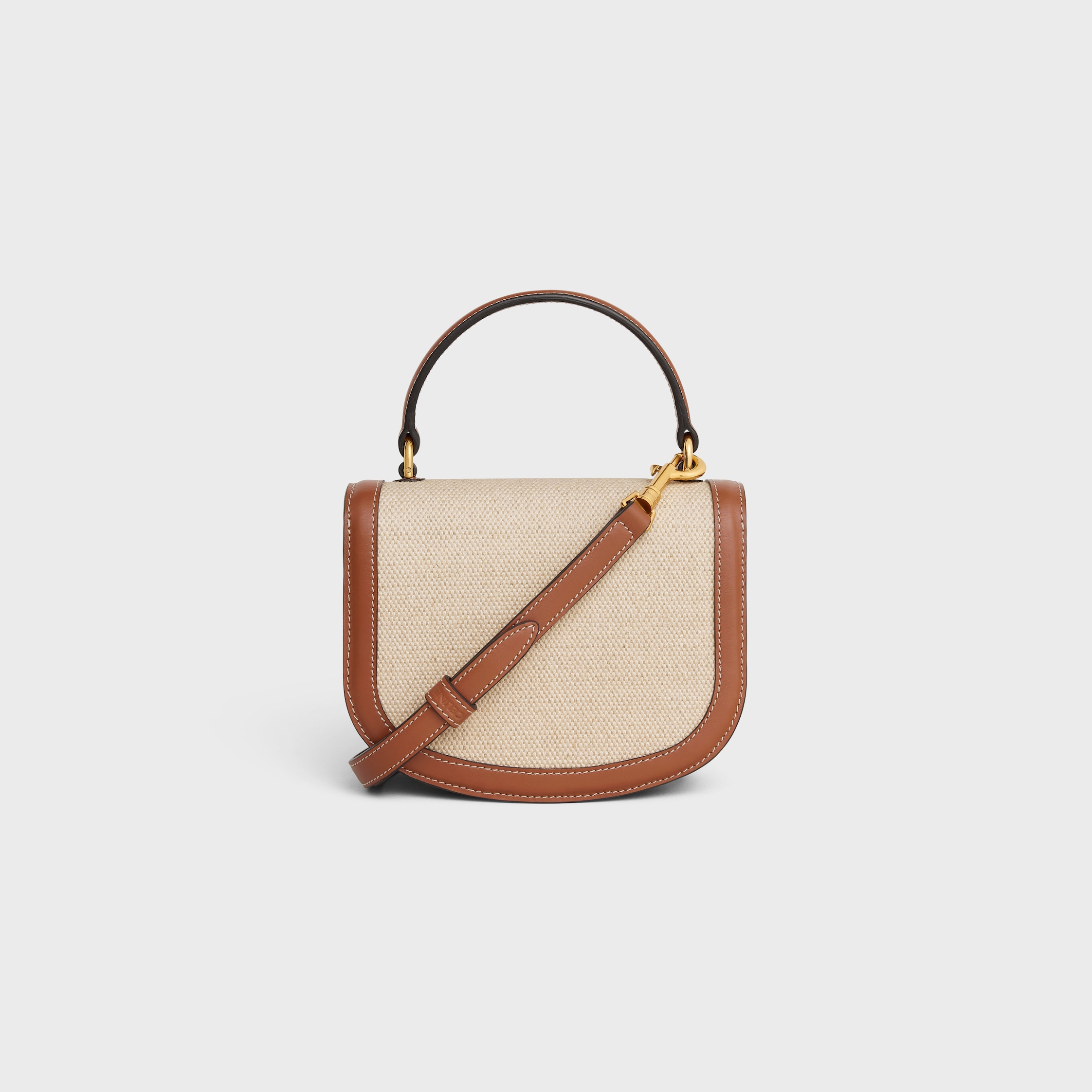 MINI BESACE CLEA in Textile and calfskin - NATURAL / TAN