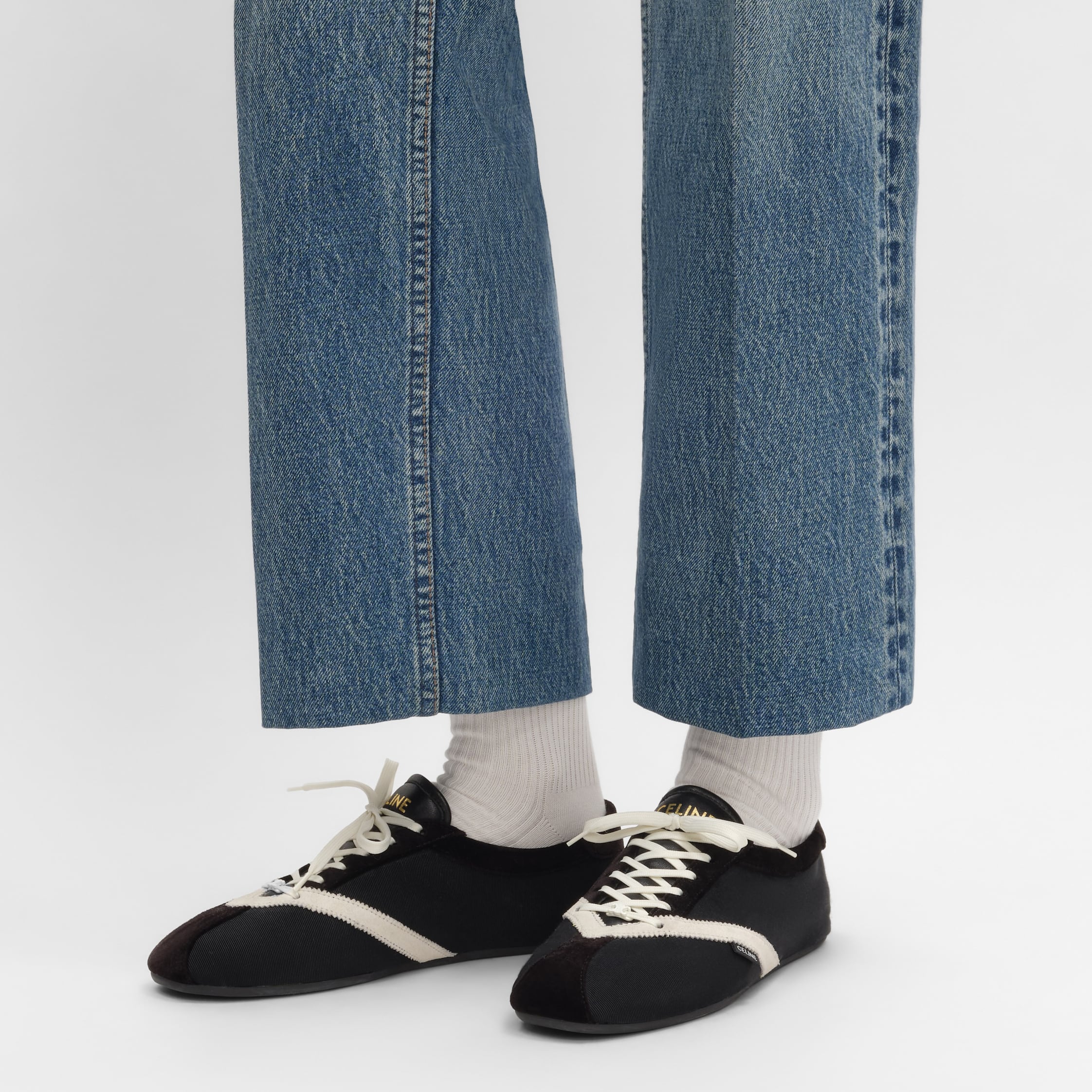 THE FLAT SNEAKER IN GROS GRAIN, VELVET, SUEDE CALFSKIN AND