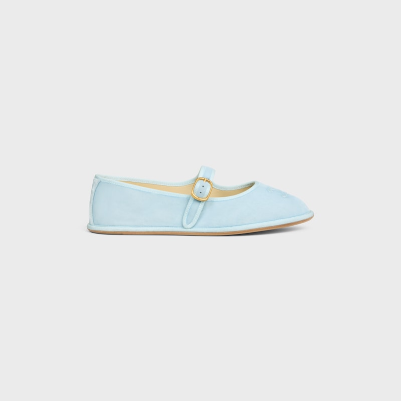 &Egrave;VE TRIOMPHE BALLERINA IN Velvet - BABY BLUE -  - 1 | CELINE