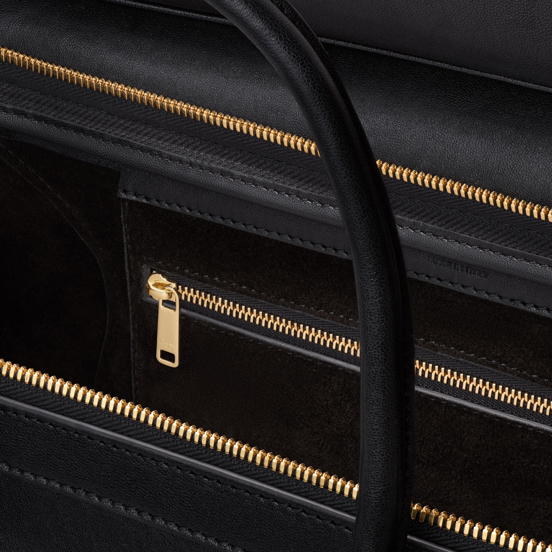 SMILE LUGGAGE IN SUPPLE SHINY LAMBSKIN - BLACK | CELINE