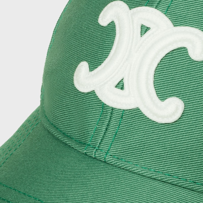 CAPPELLINO DA BASEBALL TRIOMPHE IN GABARDINE DI COTONE WASHED - CLOROFILLA -  - 1 | CELINE