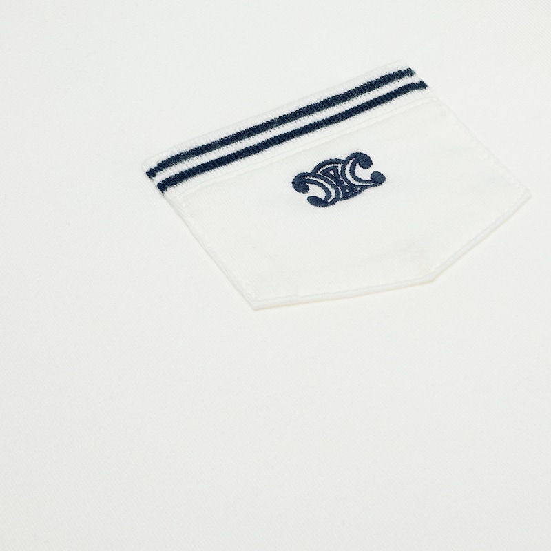 t-shirt 70's triomphe JERSEY COTON - BLANC/BLEU MARINE -  - 1 | CELINE