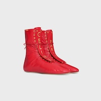 BALLET HIGH - LACE-UP BOOT IN LAMBSKIN - BRIGHT RED -  - 2 | CELINE