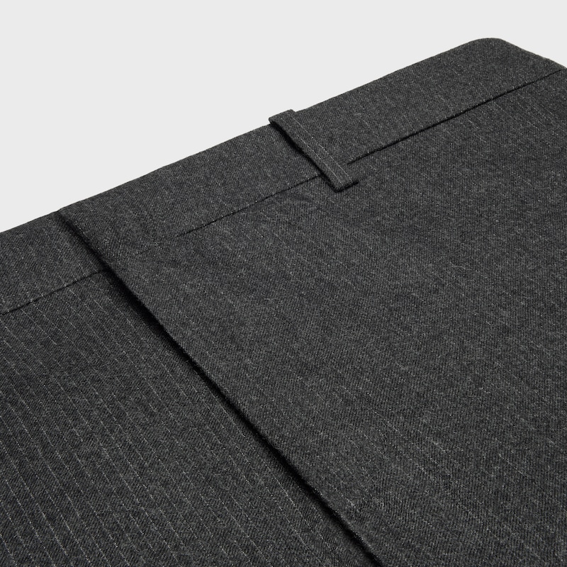 pantalon IN STRIPED WOOL FLANNEL - GRIS/CRAIE -  - 1 | CELINE
