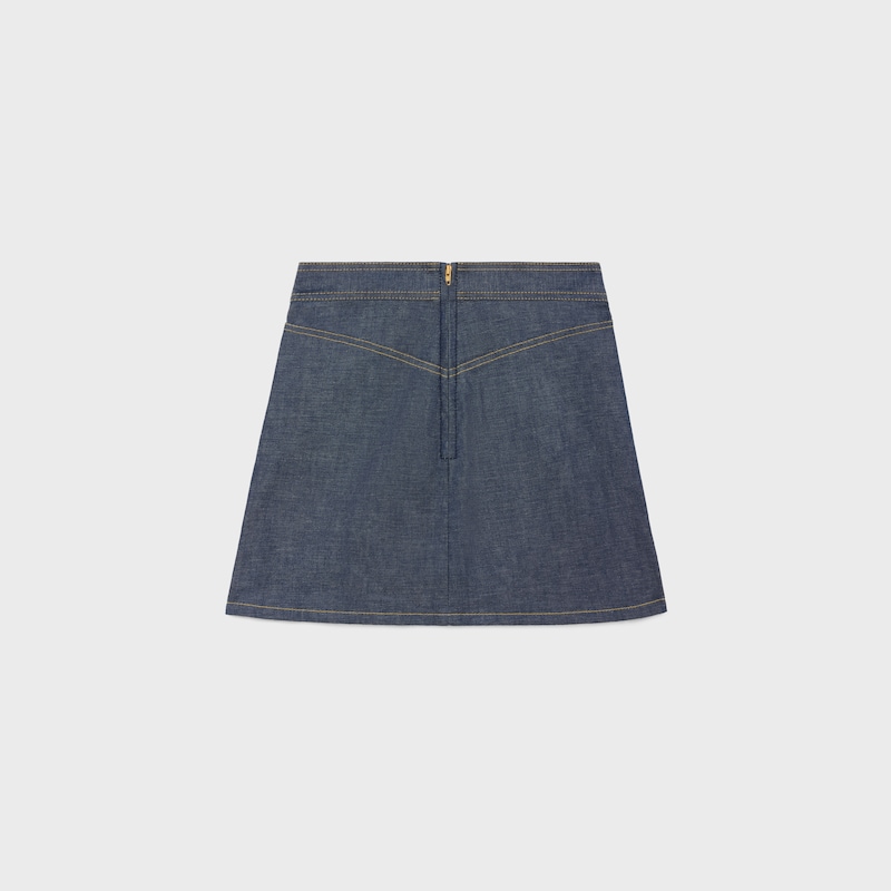minifalda en forma de trapecio de denim raw wash - LAVADO SIN REMATAR -  - 1 | CELINE