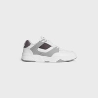 CELINE TRAINER CT-09 LOW LACE-UP SNEAKER in CALFSKIN AND MESH - Optic White/Grey -  - 1 | CELINE