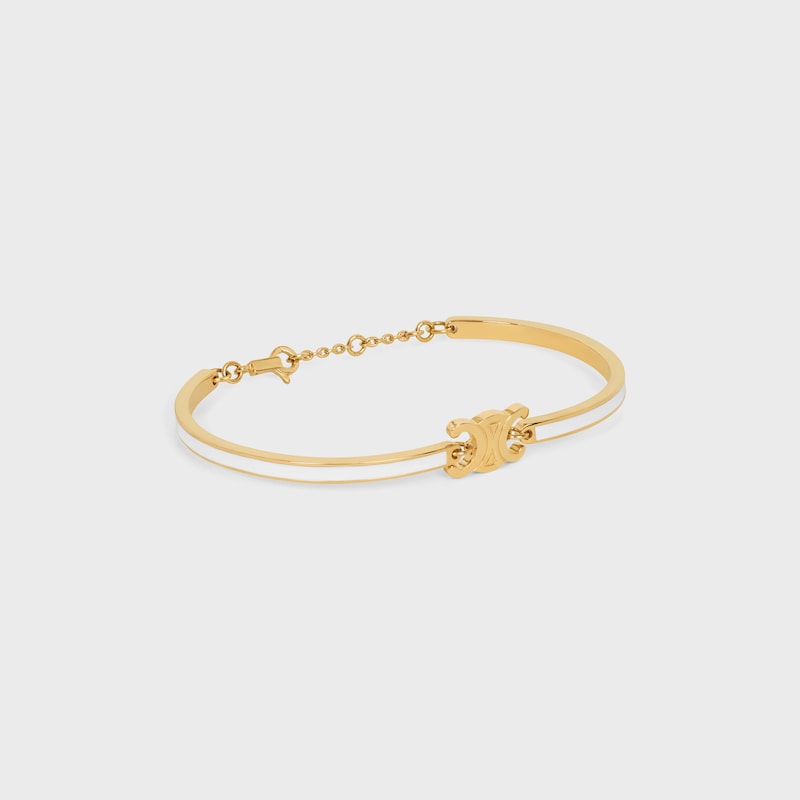 Triomphe Articulated Bracelet in Enamel and Brass with Gold Finish - GOLD / IVORY -  - 1 | CELINE