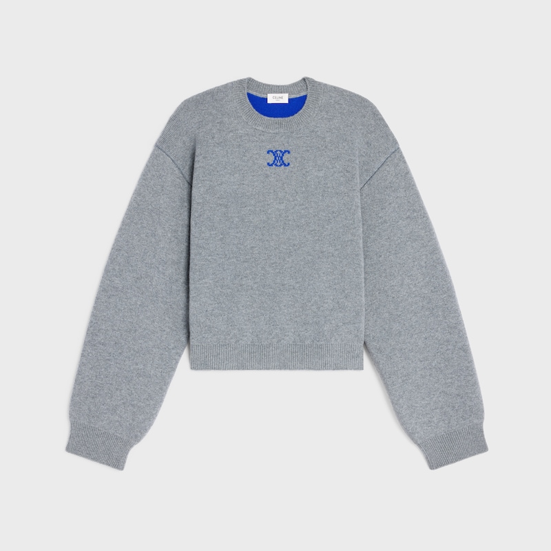 crewneck sweater IN cashmere - GREY / BLUE -  - 1 | CELINE