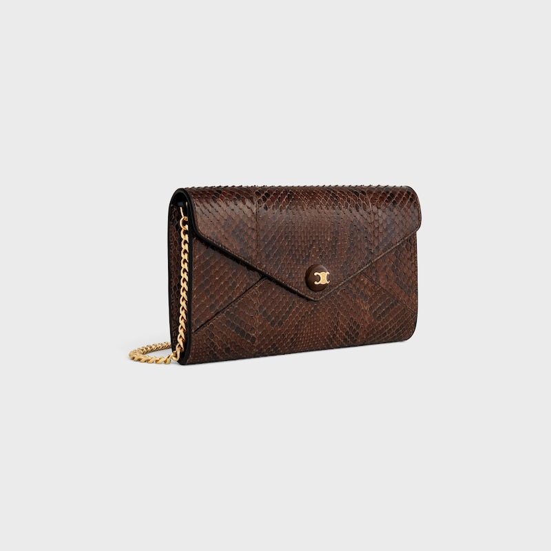 ENVELOPE WALLET ON CHAIN IN PYTHON - HICKORY - WALLETS ON CHAIN - 1 | CELINE