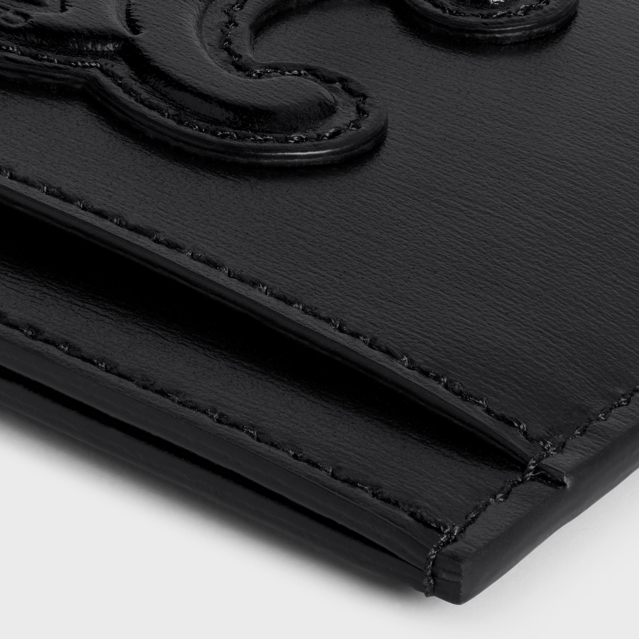 CARD HOLDER CUIR TRIOMPHE IN SHINY CALFSKIN - BLACK | CELINE