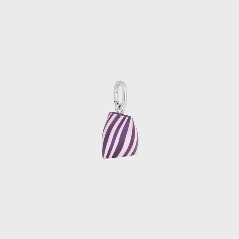 Celine Charms Berlingot in Resin and Brass with Rhodium Finish - PURPLE / SILVER - CHARMS - 1 | CELINE