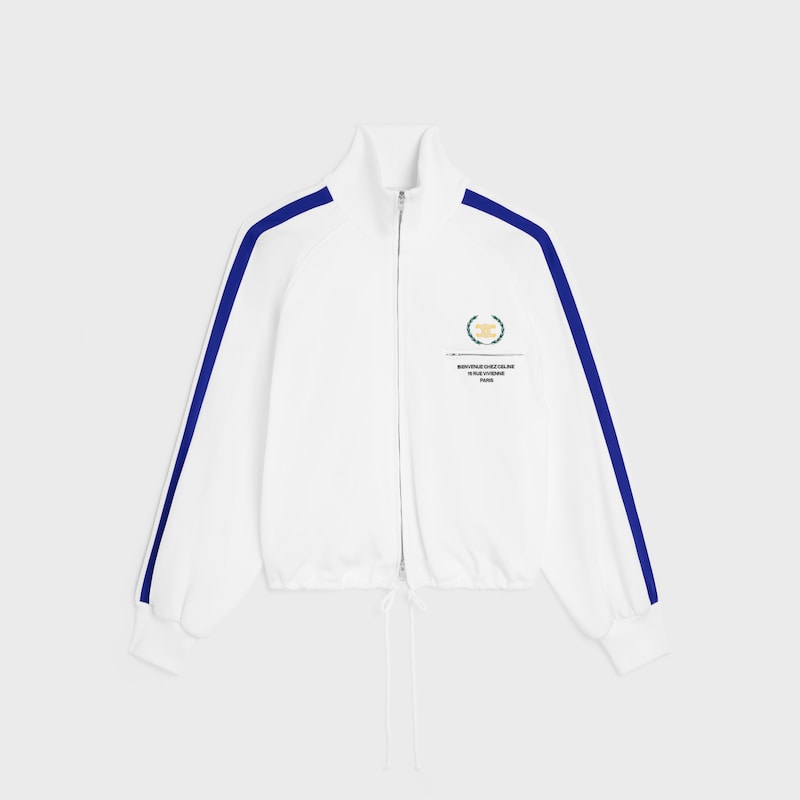 tracksuit jacket IN double-face jersey - OFF WHITE / ELECTRIC BLUE -  - 1 | CELINE