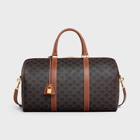 Medium Travel Bag IN Triomphe Canvas and calfskin - TAN - TRIOMPHE CANVAS - 1 | CELINE