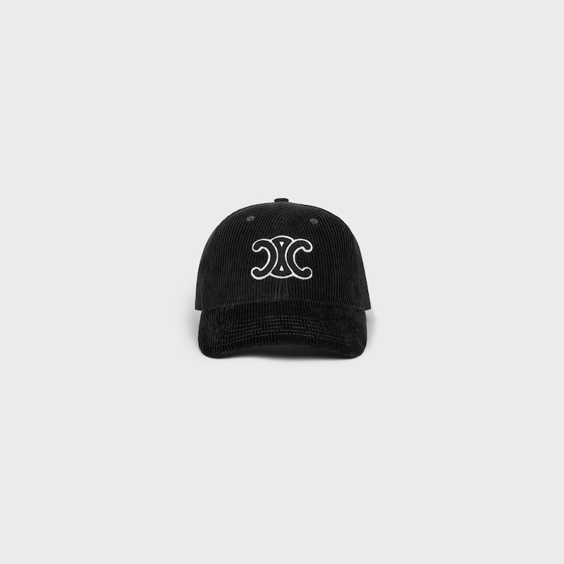 casquette baseball triomphe velours côtelé - Noir -  - 1 | CELINE