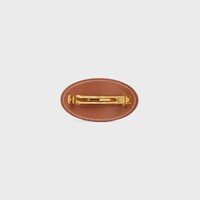 Celine Hair Clip in Calfskin and Steel - GOLD / TAN - NEW - 1 | CELINE