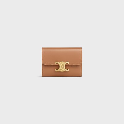 COMPACT WALLET WITH COIN TRIOMPHE in Shiny calfskin - BRONZE - WALLETS - 2 | CELINE