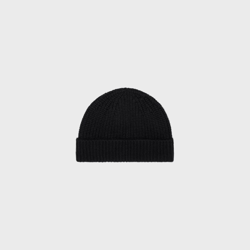 TRIOMPHE BEANIE IN SEAMLESS CASHMERE - BLACK -  - 1 | CELINE