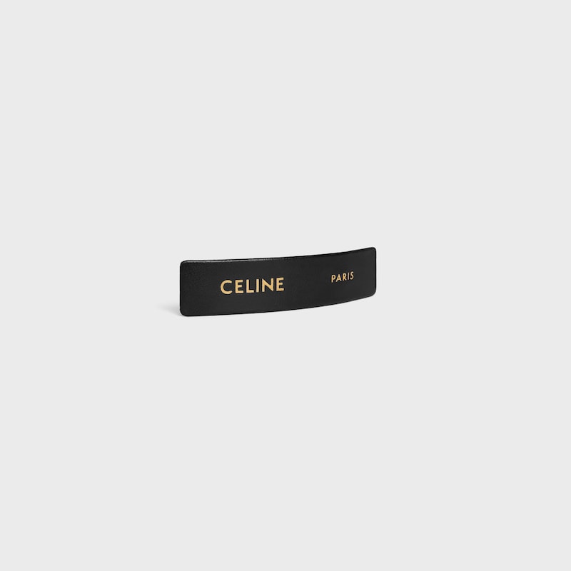 Barrette &agrave; Cheveux Celine en Cuir d'agneau, Laiton Dor&eacute; et Acier - Noir / Dor&eacute; - ACCESSOIRES CHEVEUX - 1 | CELINE