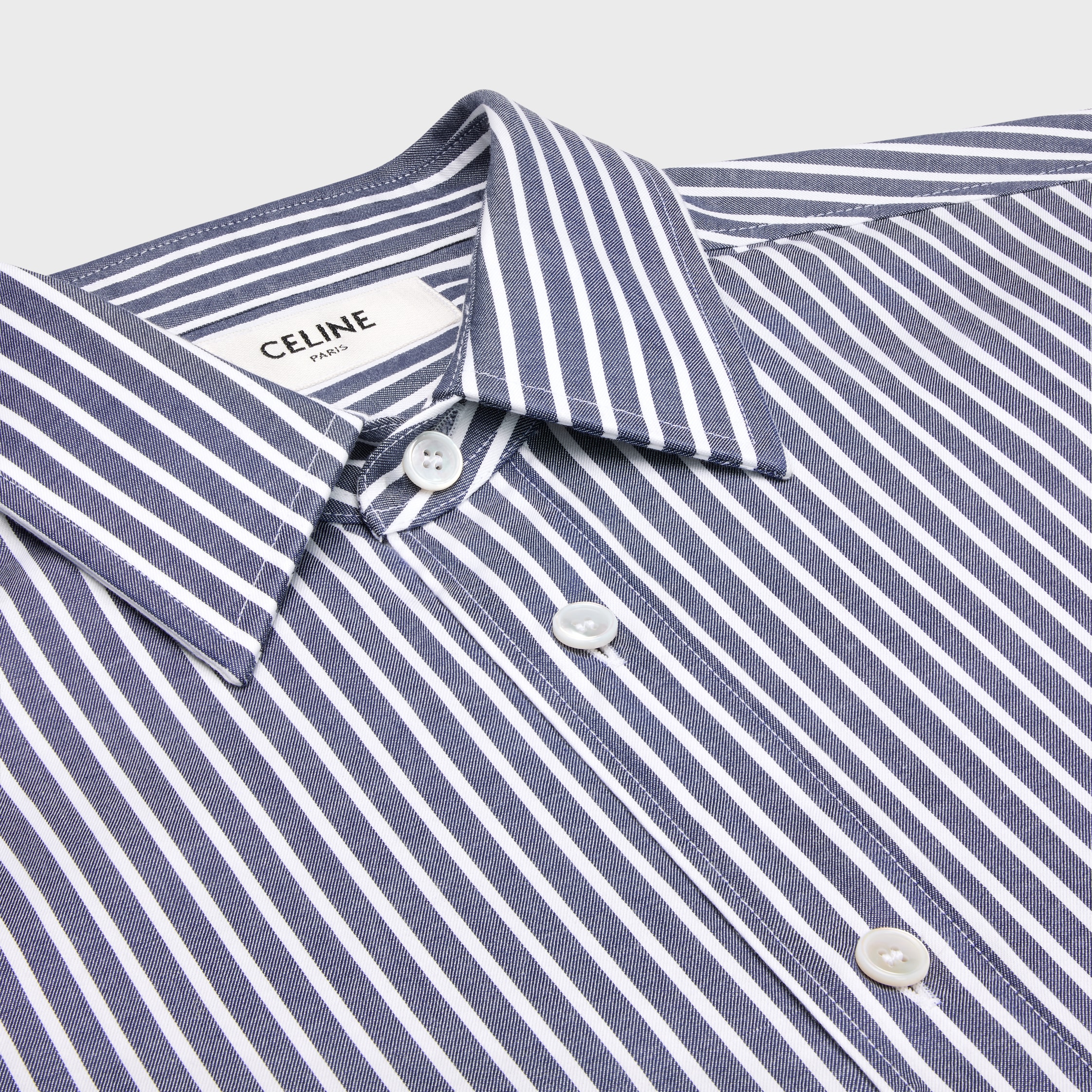 ルーズ Tシャツ ストライプ / コットン - BLUE DENIM/WHIITE