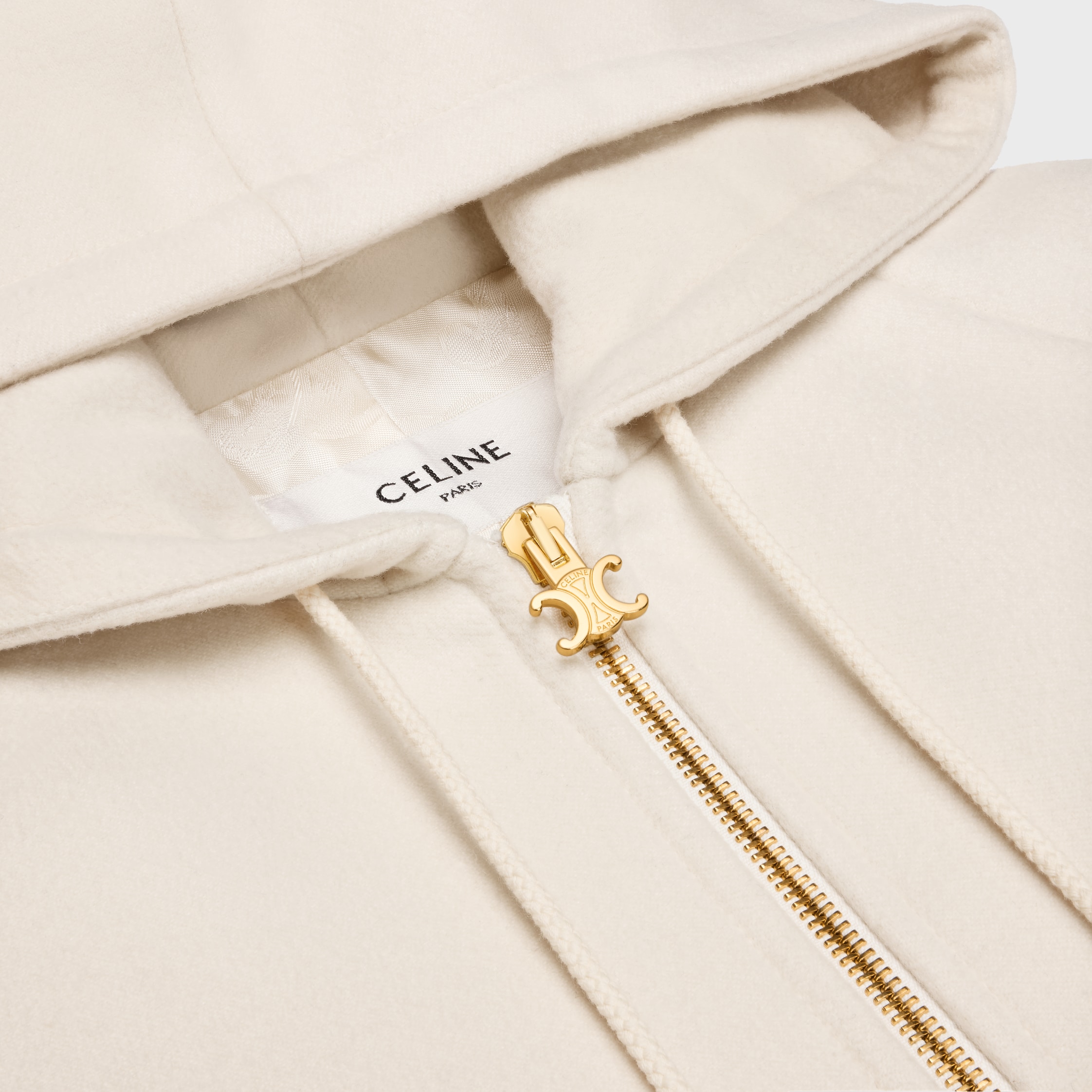 ジャケット CELINE Women Jackets RV05Q6700 01AV WHITE triomphe blouson jacket in double face cashmere - IVORY | CELINE