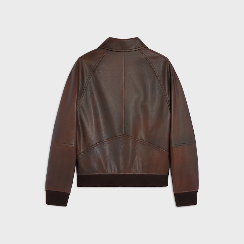 bomber jacket IN CALFSKIN - DARK BROWN NATURAL -  - 1 | CELINE