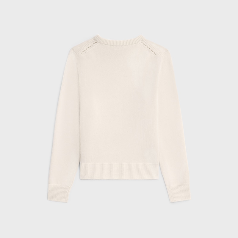 Crew neck sweater in heritage cashmere - OFF WHITE -  - 1 | CELINE