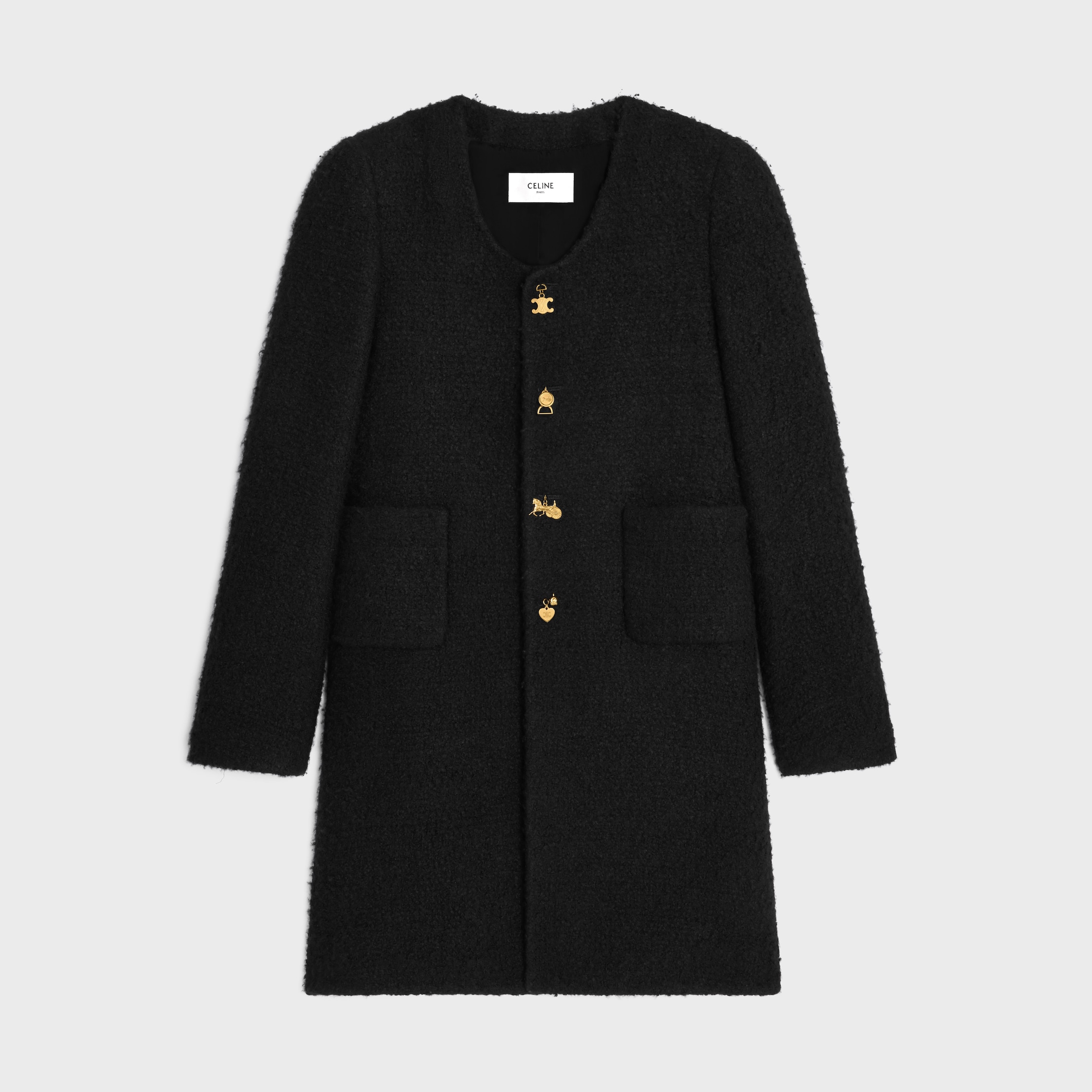 MAGGIE COAT IN CASHMERE AND WOOL NATTÉ - BLACK | CELINE