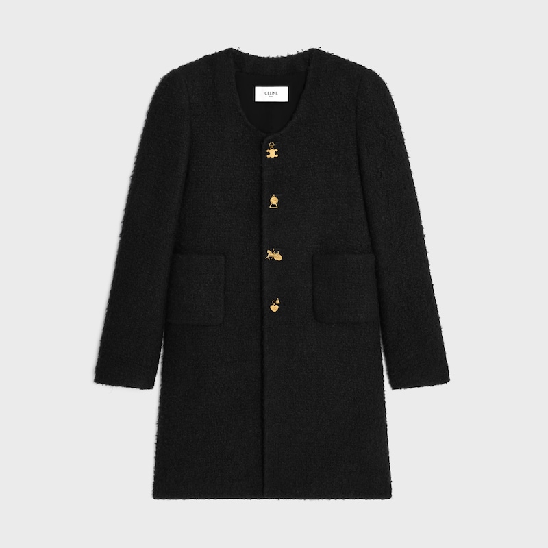manteau maggie natté cachemire laine - Noir -  - 1 | CELINE