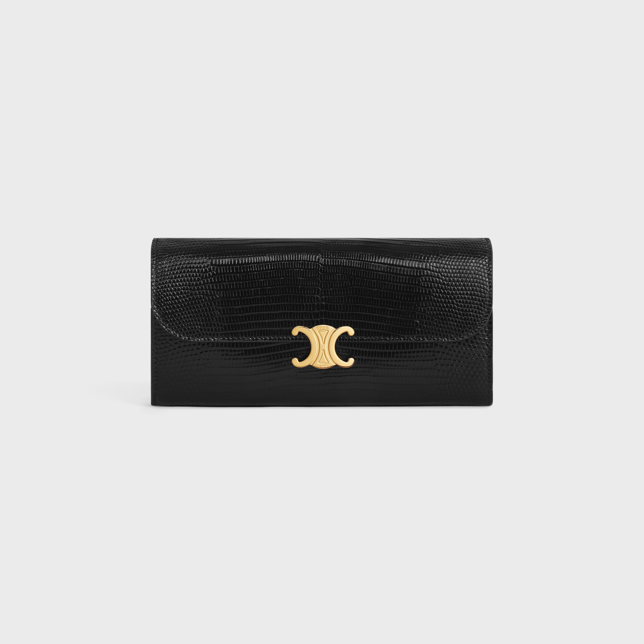LARGE WALLET TRIOMPHE in lizard - BLACK | CELINE