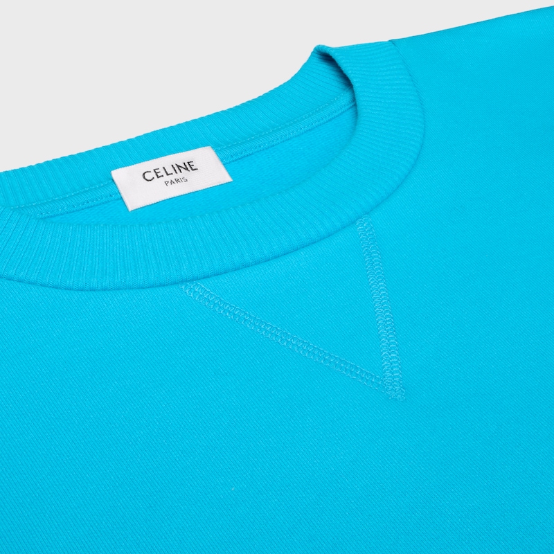 oversized crewneck sweater IN cotton fleece - MICKEY BLUE/RED CERISE -  - 1 | CELINE