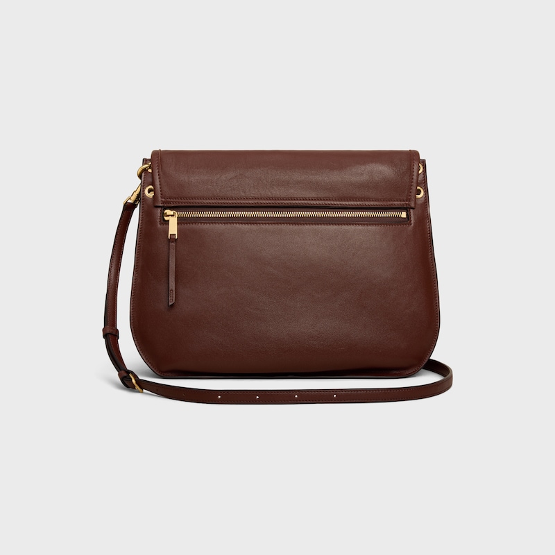 SOFT TRIOMPHE BESACE IN SUPPLE SHINY LAMBSKIN - DEEP BROWN - HOBO AND TOTE BAGS - 1 | CELINE