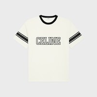 Triomphe棉質平紋針織寬鬆T恤 - 髒白色 / 黝黑色 -  - 1 | CELINE