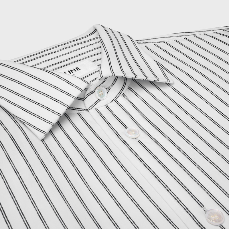 CLASSIC SHIRT IN striped cotton - BLANC/NOIR -  - 1 | CELINE