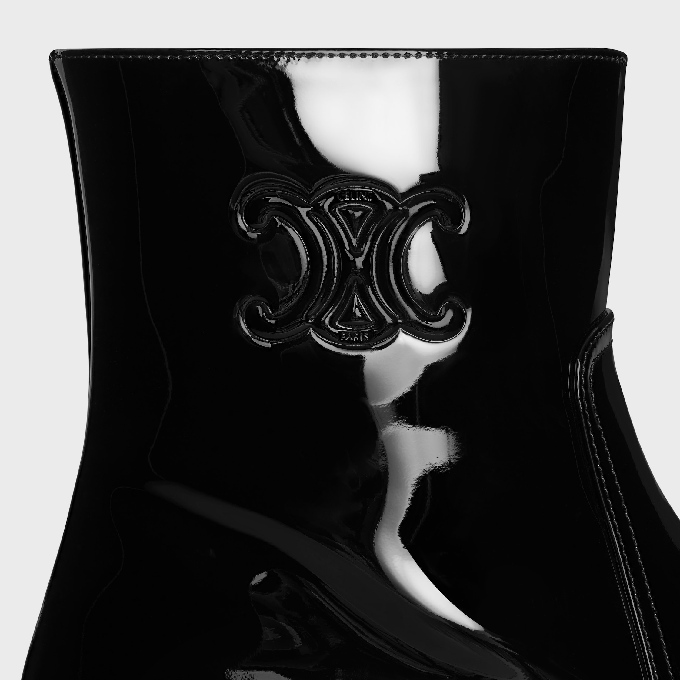 LES BOTTES CELINE TRIOMPHE ZIPPED BOOT IN PATENT CALFSKIN