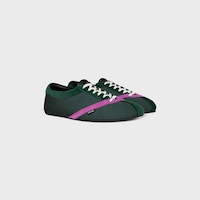 THE FLAT SNEAKER IN GROS GRAIN, VELVET, SUEDE CALFSKIN AND LAMBSKIN - DARK GREEN/PURPLE -  - 2 | CELINE